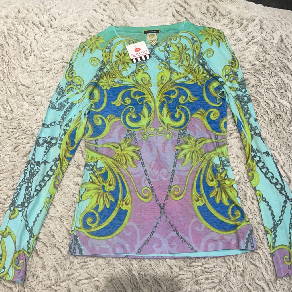 Blue Chain Pattern Blouse